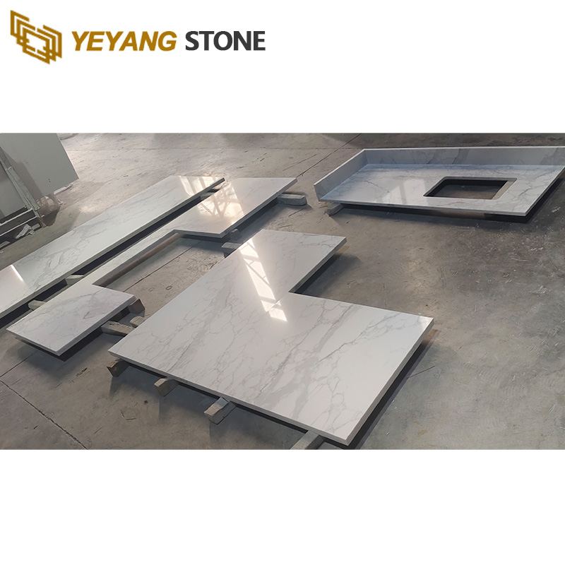 Statuario White Cut-to-Size Quartz Kitchen Countertops