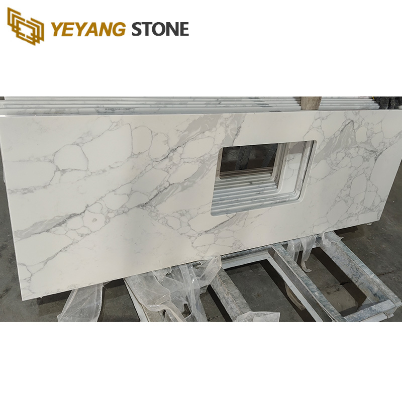 Statuario White Cut-to-Size Quartz Kitchen Countertops