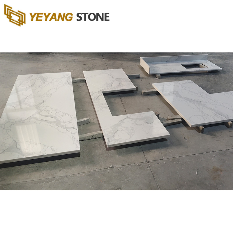 Statuario White Cut-to-Size Quartz Kitchen Countertops