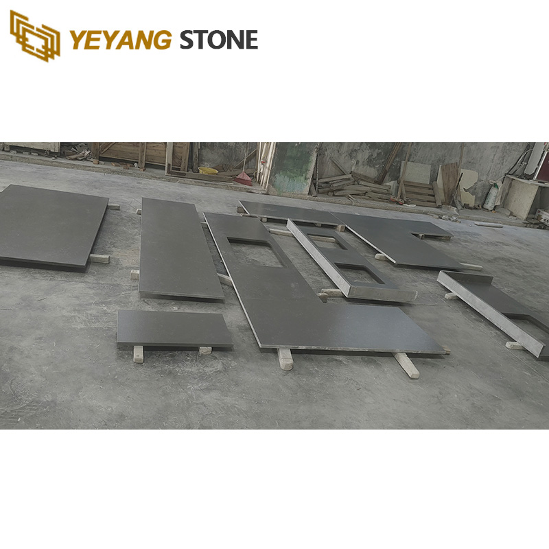 Customized Leather Surface Carrara Grey Qurtz Slab for Quartz Kitchen Countertops