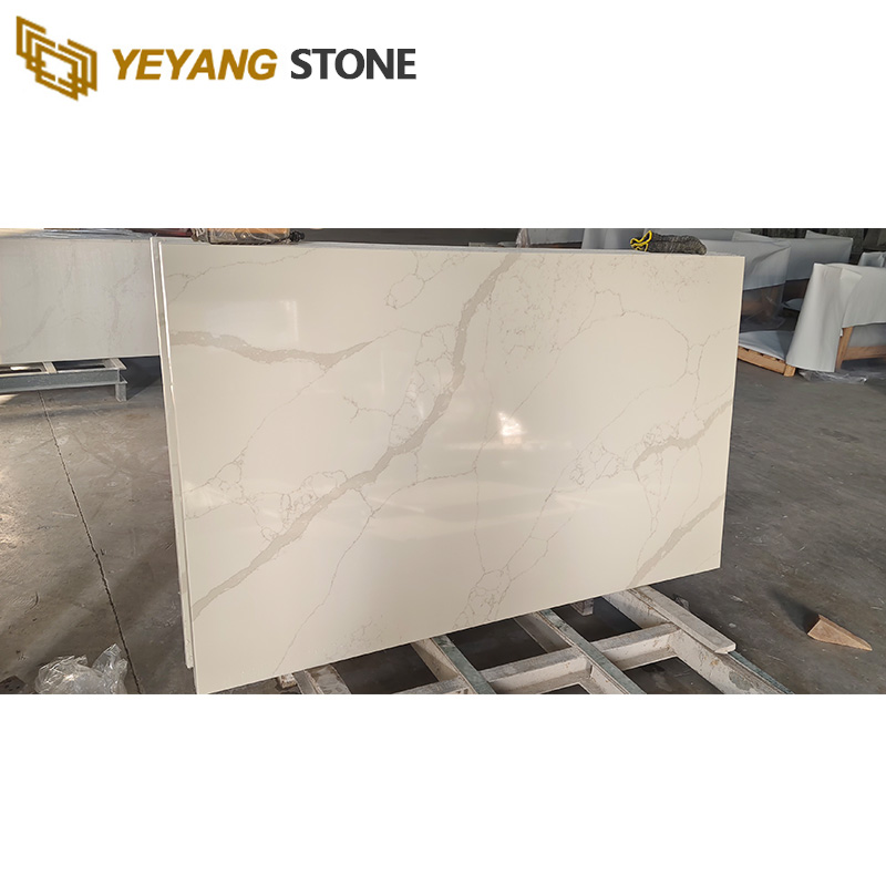 Polished Calacatta White Quartz Kitchen Countertops