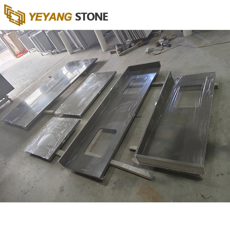 Storm Grey Prefabricated Quartz Kitchen Countertops