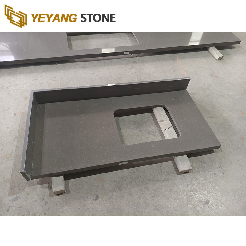 Storm Grey Prefabricated Quartz Kitchen Countertops