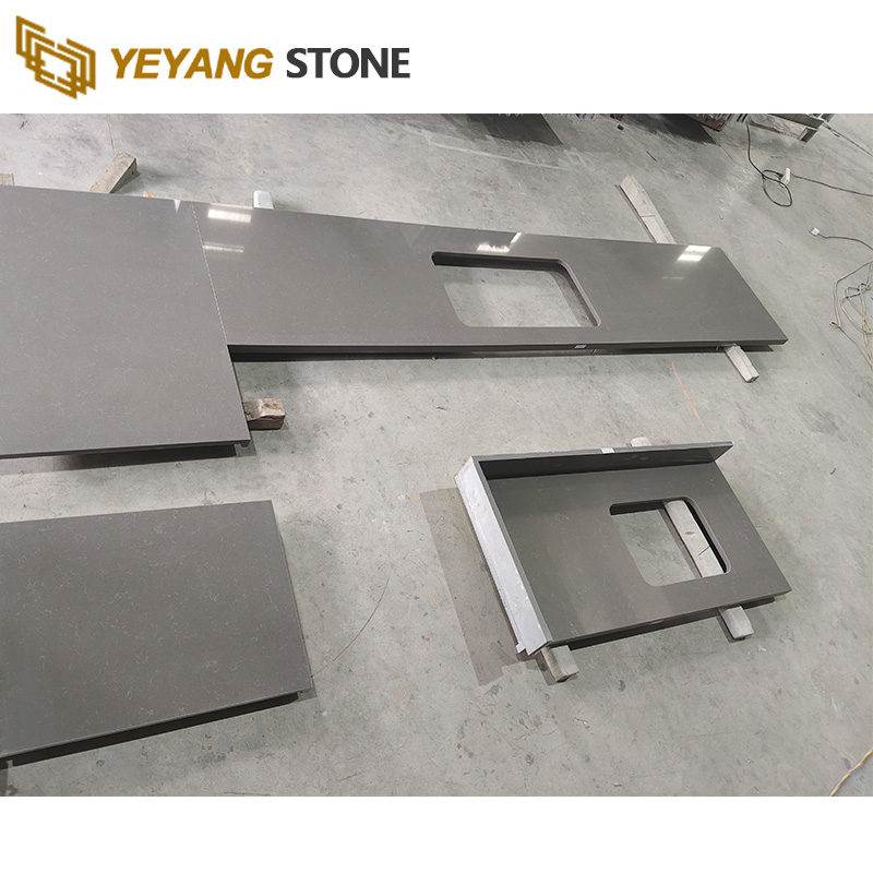 Storm Grey Prefabricated Quartz Kitchen Countertops