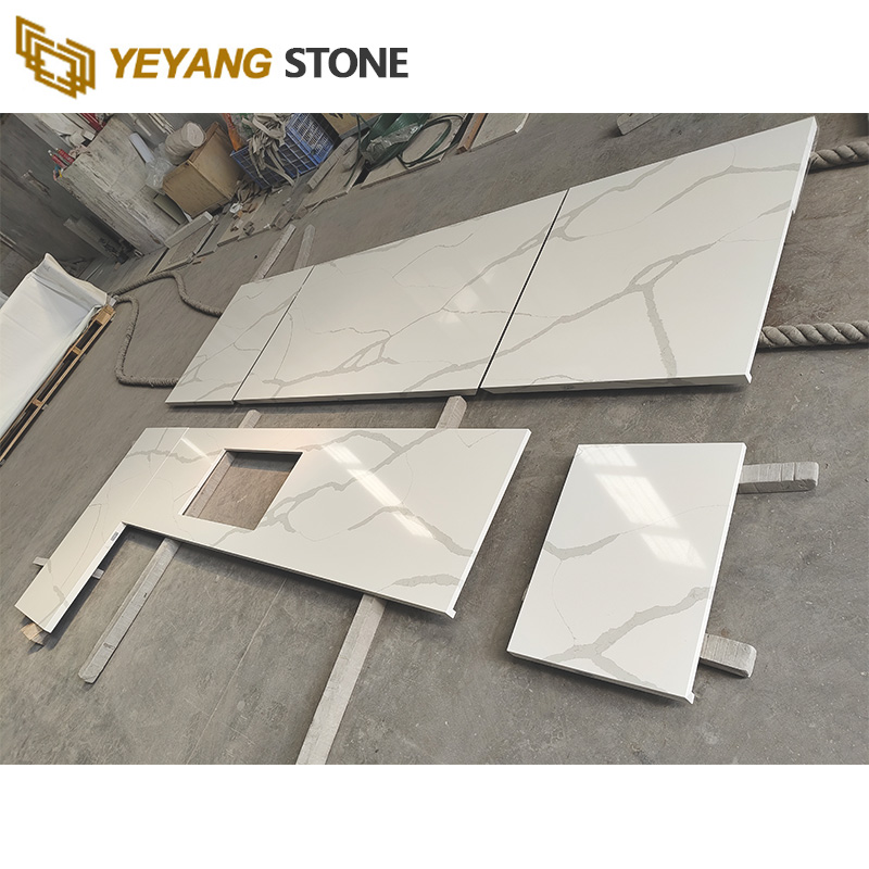 Cut-to-Size Statuario Marble Look Quartz Kitchen Countertops