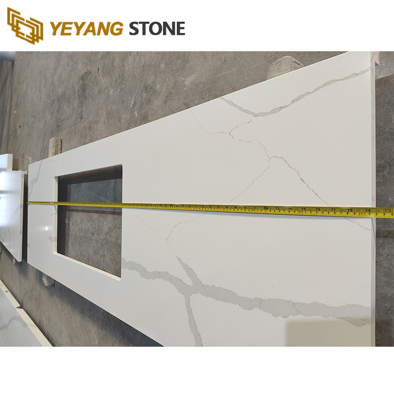 Cut-to-Size Statuario Marble Look Quartz Kitchen Countertops