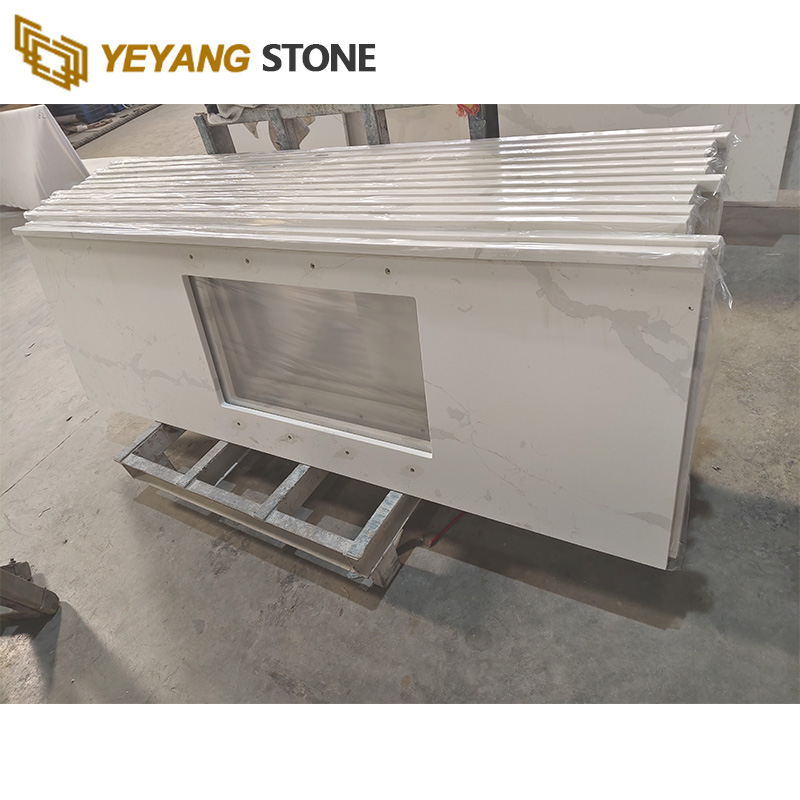 Cut-to-Size Statuario Marble Look Quartz Kitchen Countertops