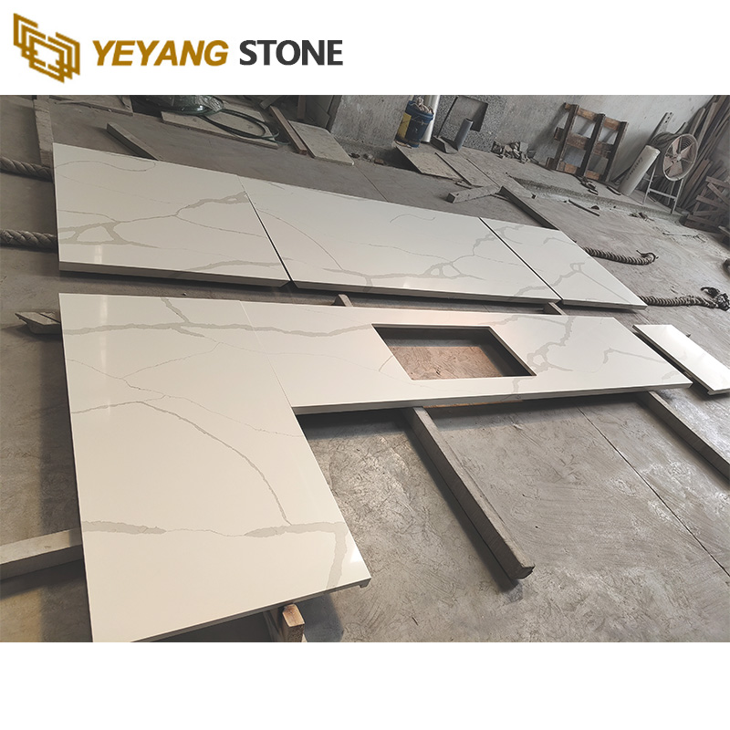 Cut-to-Size Statuario Marble Look Quartz Kitchen Countertops