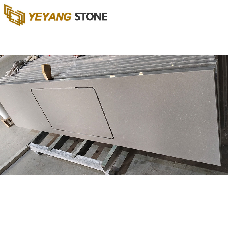 Prefabricated Carrara Grey Quartz Bathroom Vanity Tops