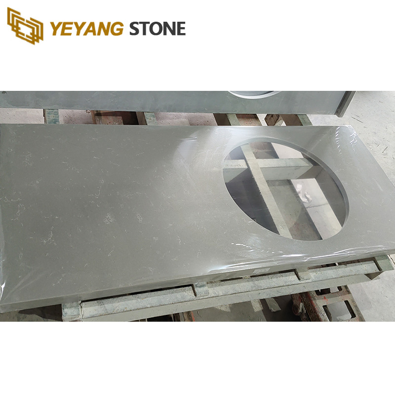 Prefabricated Carrara Grey Quartz Bathroom Vanity Tops