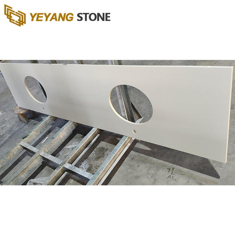 Engineered Pearl White Quartz Slab Prefab Quartz Bathroom Vanity Tops
