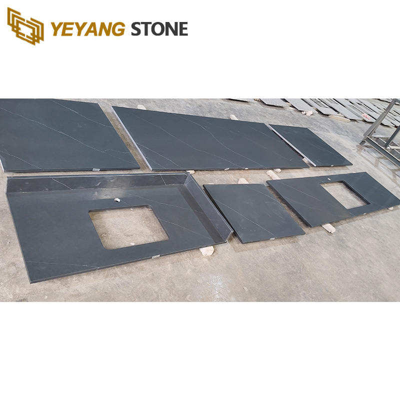 Black Soapstone Quartz Bathroom Vanity Tops for Engineered Project