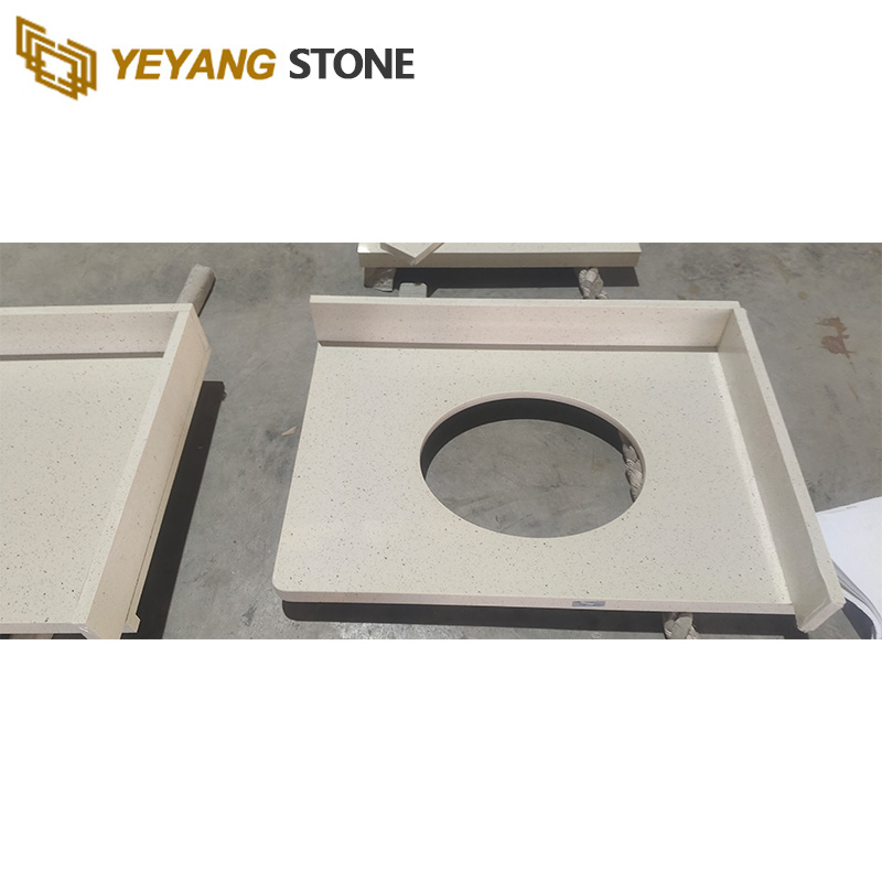 Basic Color Quartz Crystal White Quartz Bathroom Vanity Tops