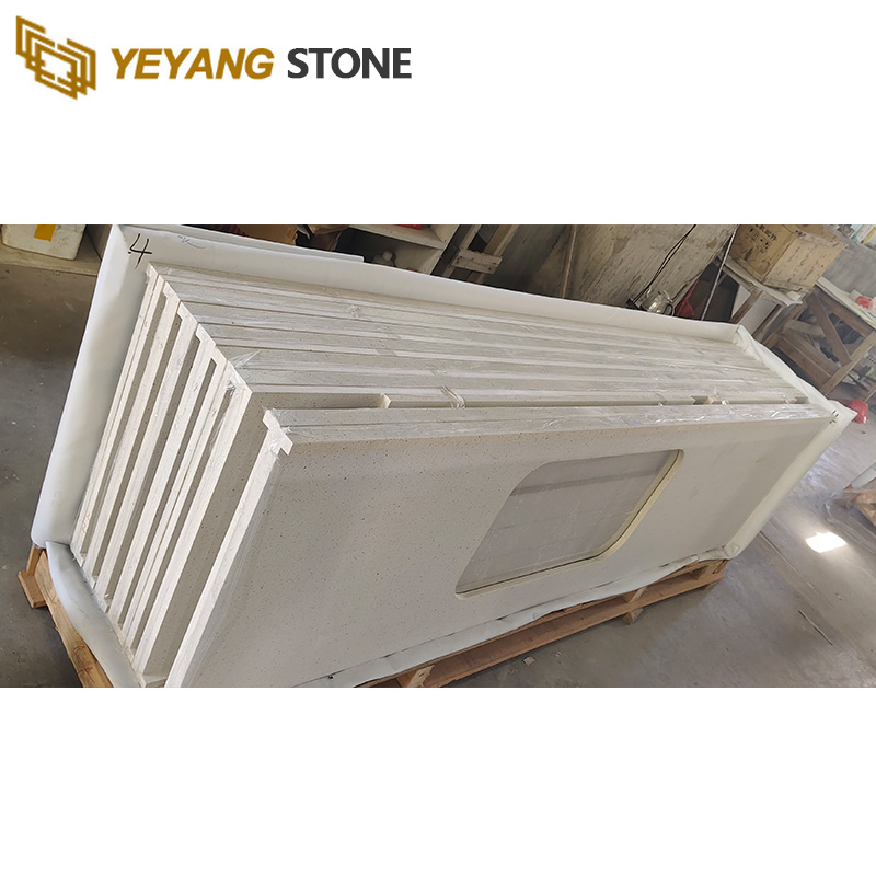 Basic Color Quartz Crystal White Quartz Bathroom Vanity Tops