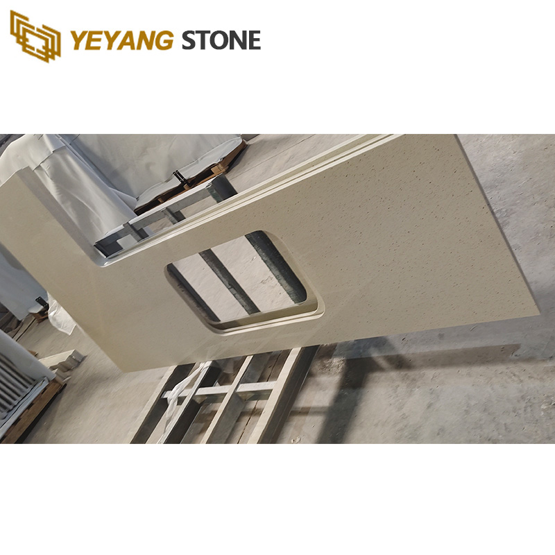 Basic Color Quartz Crystal White Quartz Bathroom Vanity Tops