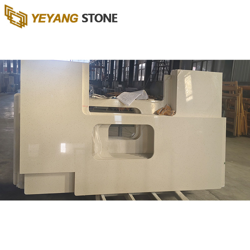 Basic Color Quartz Crystal White Quartz Bathroom Vanity Tops