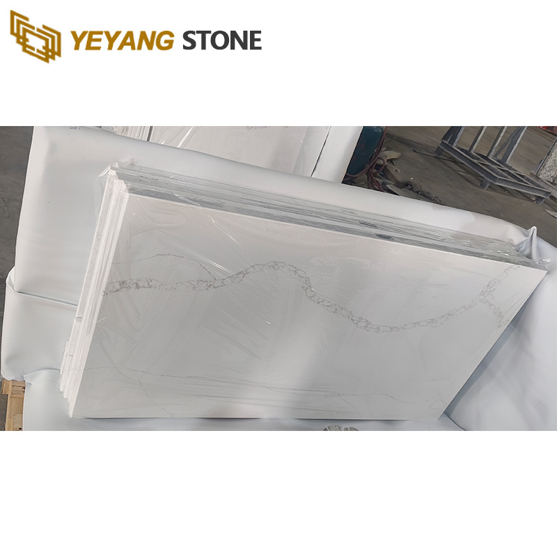Prefabricated Calacatta White Quartz Slabs For Quartz Kitchen Countertops