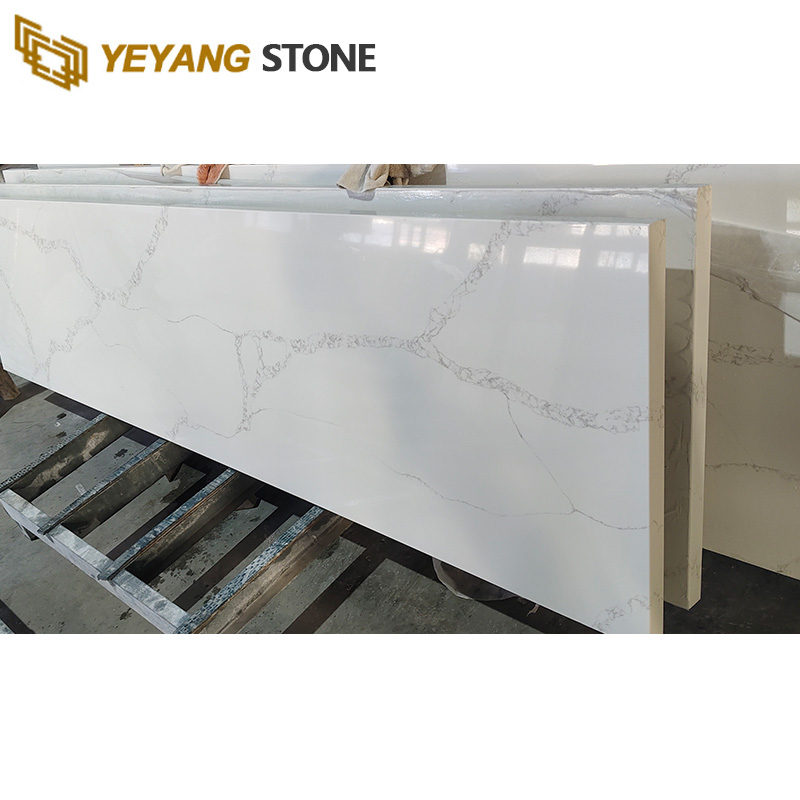 Prefabricated Calacatta White Quartz Slabs For Quartz Kitchen Countertops
