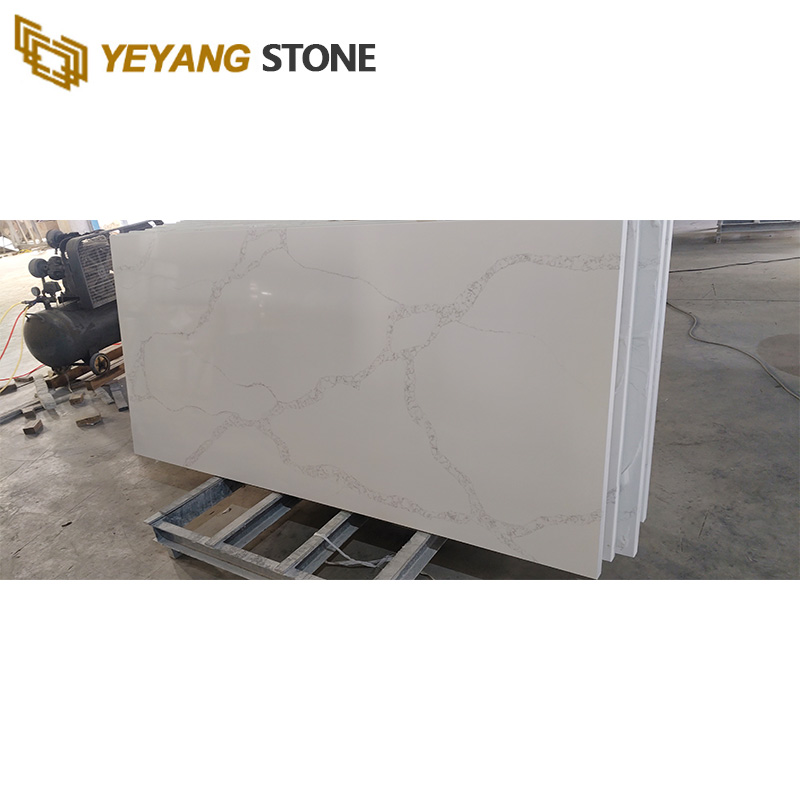 Prefabricated Calacatta White Quartz Slabs For Quartz Kitchen Countertops