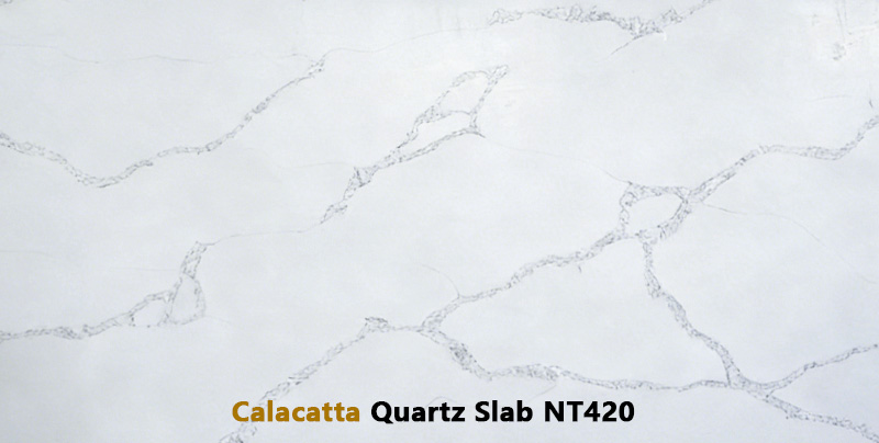 Prefabricated Calacatta White Quartz Slabs For Quartz Kitchen Countertops