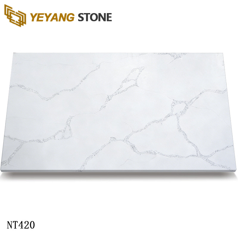 Prefabricated Calacatta White Quartz Slabs For Quartz Kitchen Countertops