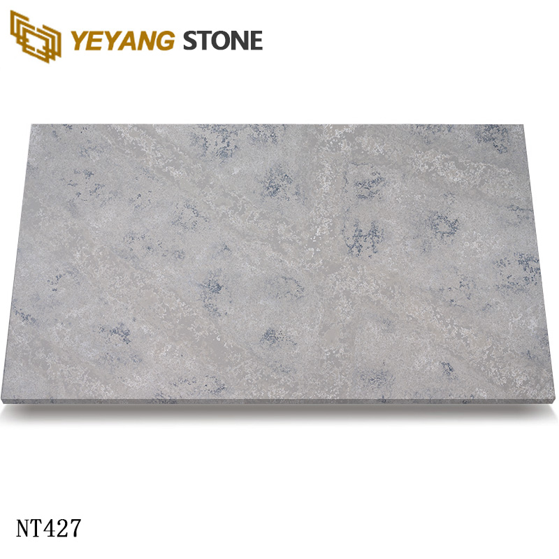 Engineered Stone Grey Clouded Luxury Quartz Stone Slabs for Contemporary Spaces