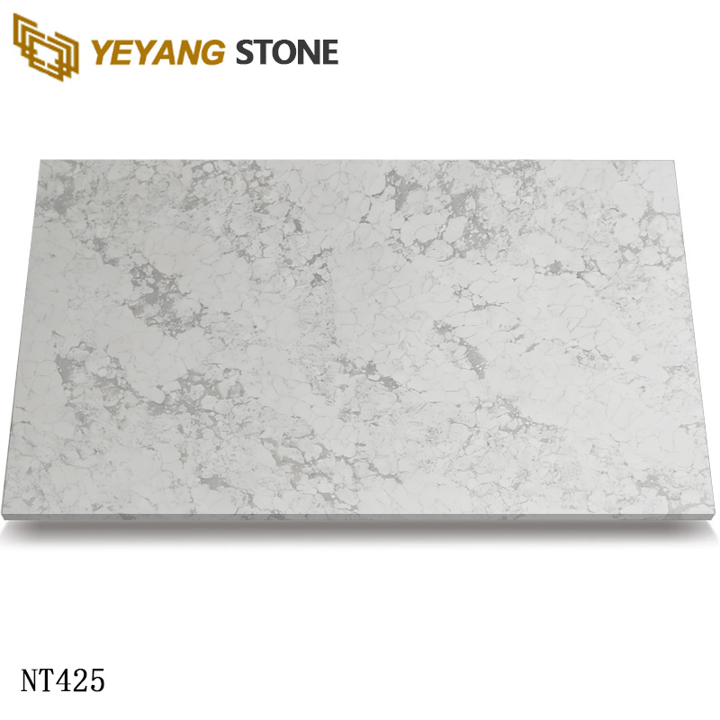 Subtle Grey Vein Calacatta Quartz Stone Slab for Minimalist Interiors