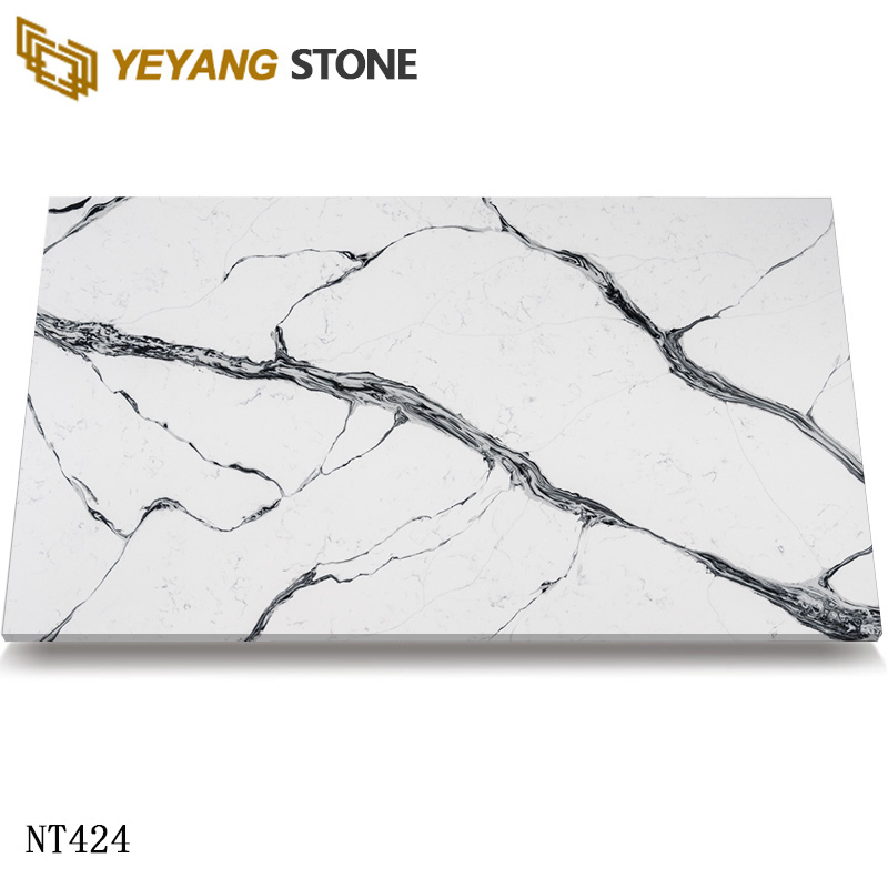 Bold Ink Black Vein Calacatta Engineered Quartz Stone Slabs