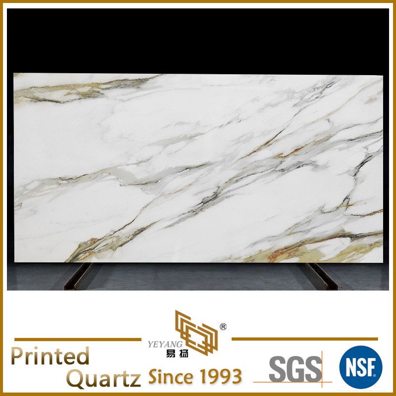 calacatta printed quartz, calacatta gold quartz, calacatta gold printed quartz