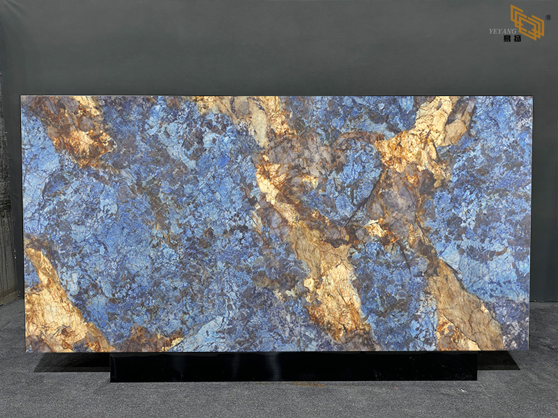 Printed Quartz,3D Printed Quartz,printed quartz surface,printed quartz slabs,blue quartz with gold veins