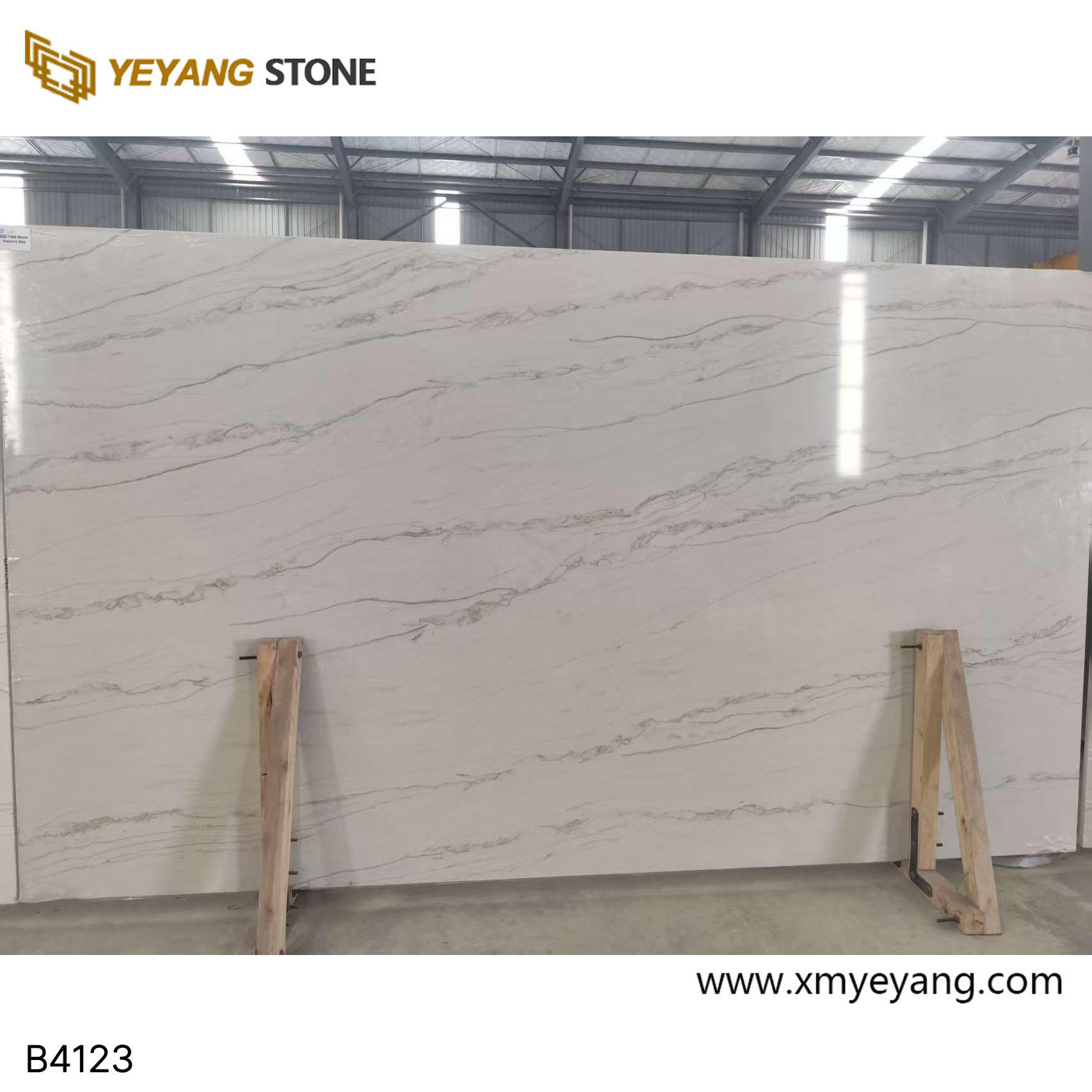 Warm Azzura Bay Quartz Slab for wholesale Calacatta Quartz