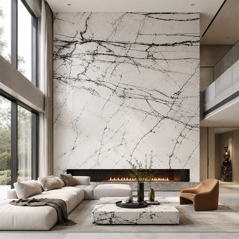 Picasso White Marble Slabs With Black Vein Marble