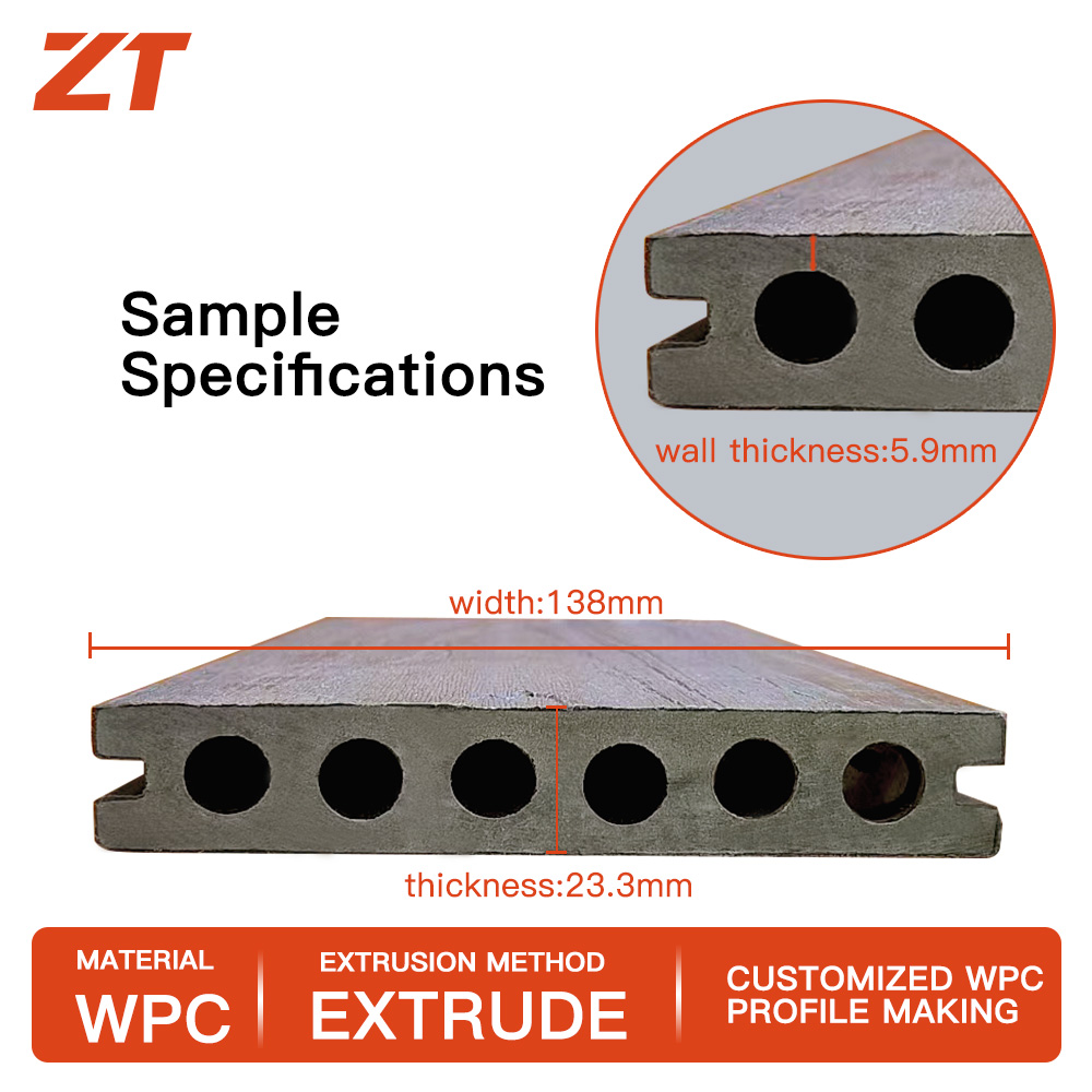 WPC wood grain floor board plastic profiles