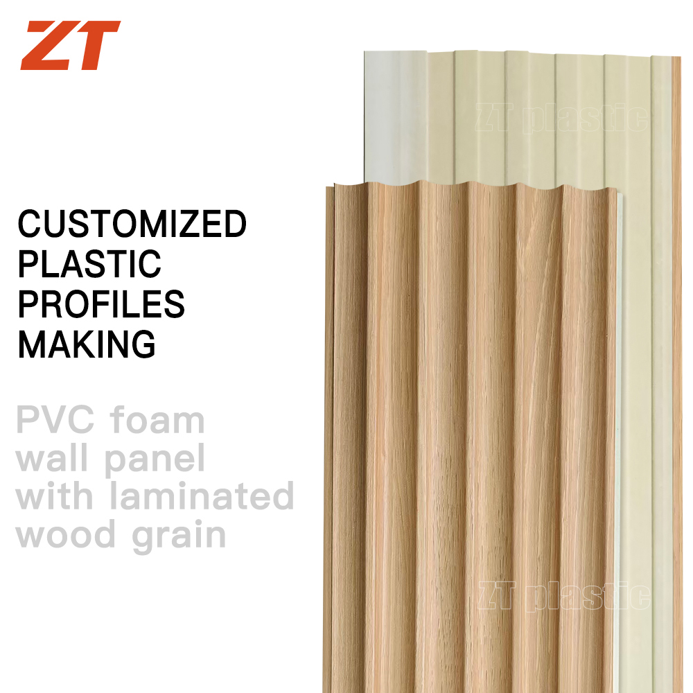 PVC foam board Laminated wood grain wall panel plastic profiles