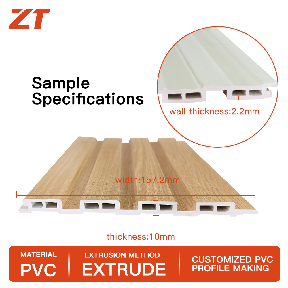 PVC foam board Laminated wood grain groove wall panel plastic profiles
