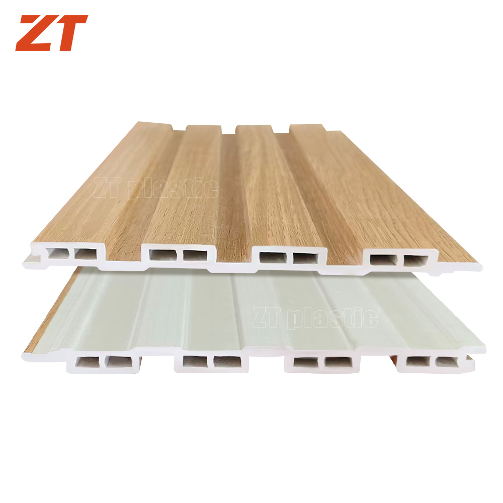 PVC foam board Laminated wood grain groove wall panel plastic profiles