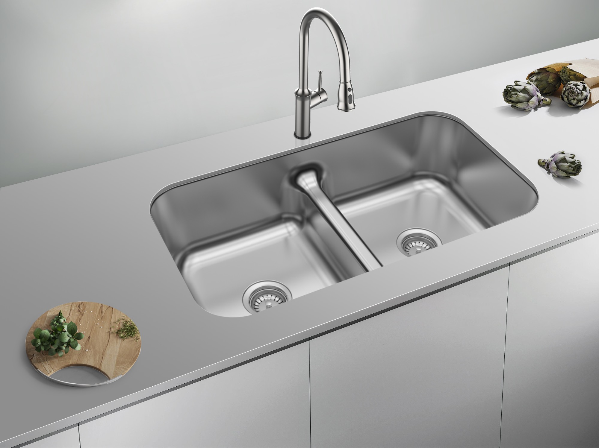 Supply Double Bowl Stainless Steel Sink Wholesale Factory Hugo   2255 202104021602564620 