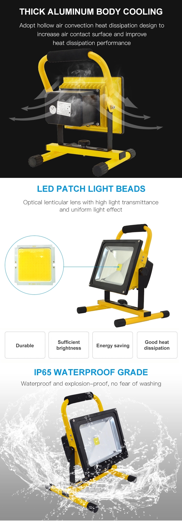 10w rechargeable led flood light