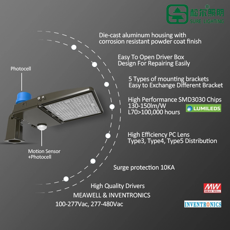 Led street light with photocell option