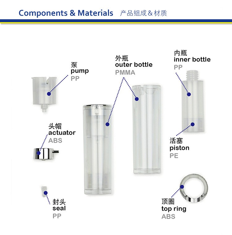 MS101 Luxury acrylic airless dispensing pump packaging