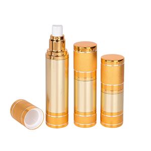 Contenedores de botellas airless de aluminio cepillado dorado MS204