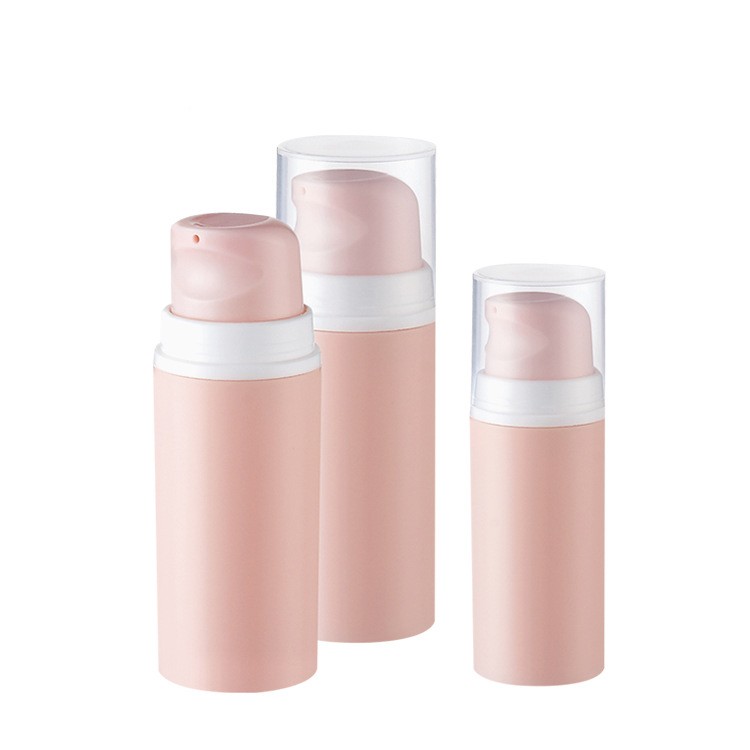 MS304 Pink PP airless bottles with clear cap for skin care products