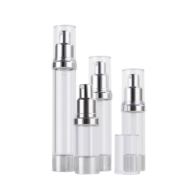 MS016 Refillable clear AS airless containers with silver pump