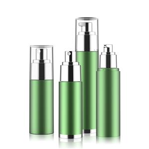 MS034 Botellas cosméticas al vacío verde con bomba de pulverización