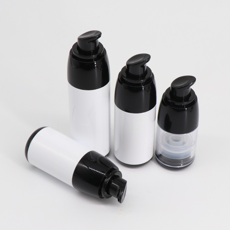 MS040 Round white AS airless pump bottles with black pump