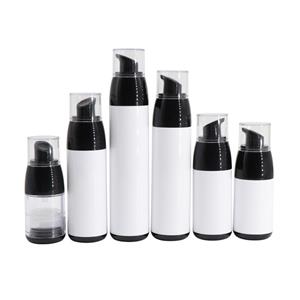 MS040 Round white AS airless pump bottles with black pump