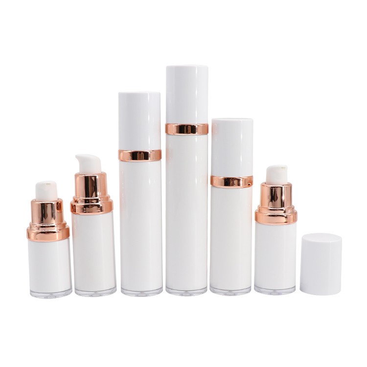 MS043 High end white AS airless bottles with gold pump