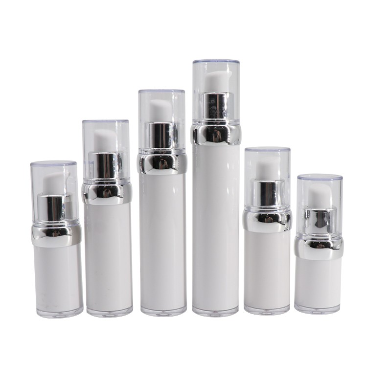 MS044 Round refillable vacuum bottles with silver pump
