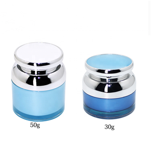 MJ007 High end blue acrylic jars with silver cap