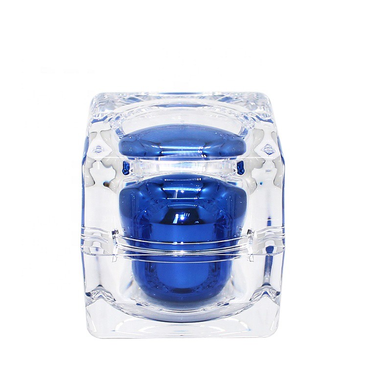MJ012 diamond square acrylic double wall jar beauty packaging